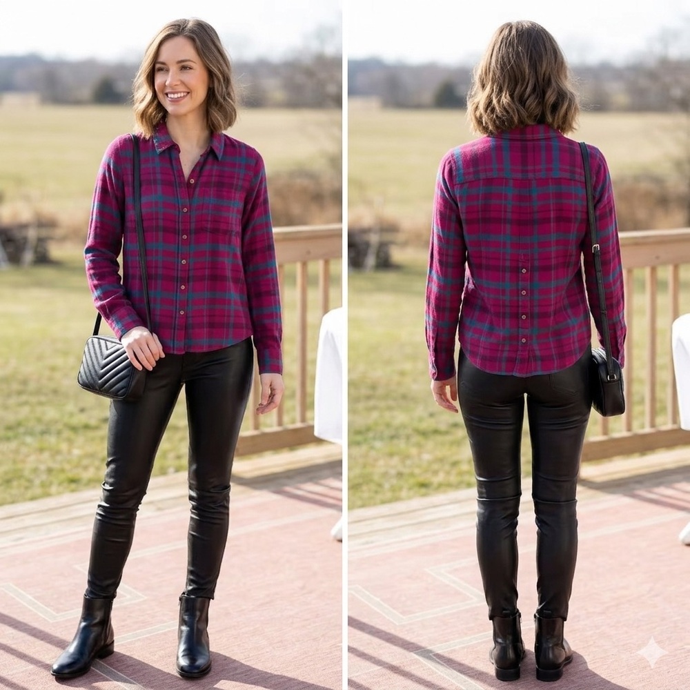 Lucky Brand "Bungalow" Plaid Flannel Button-Down Shirt – XS